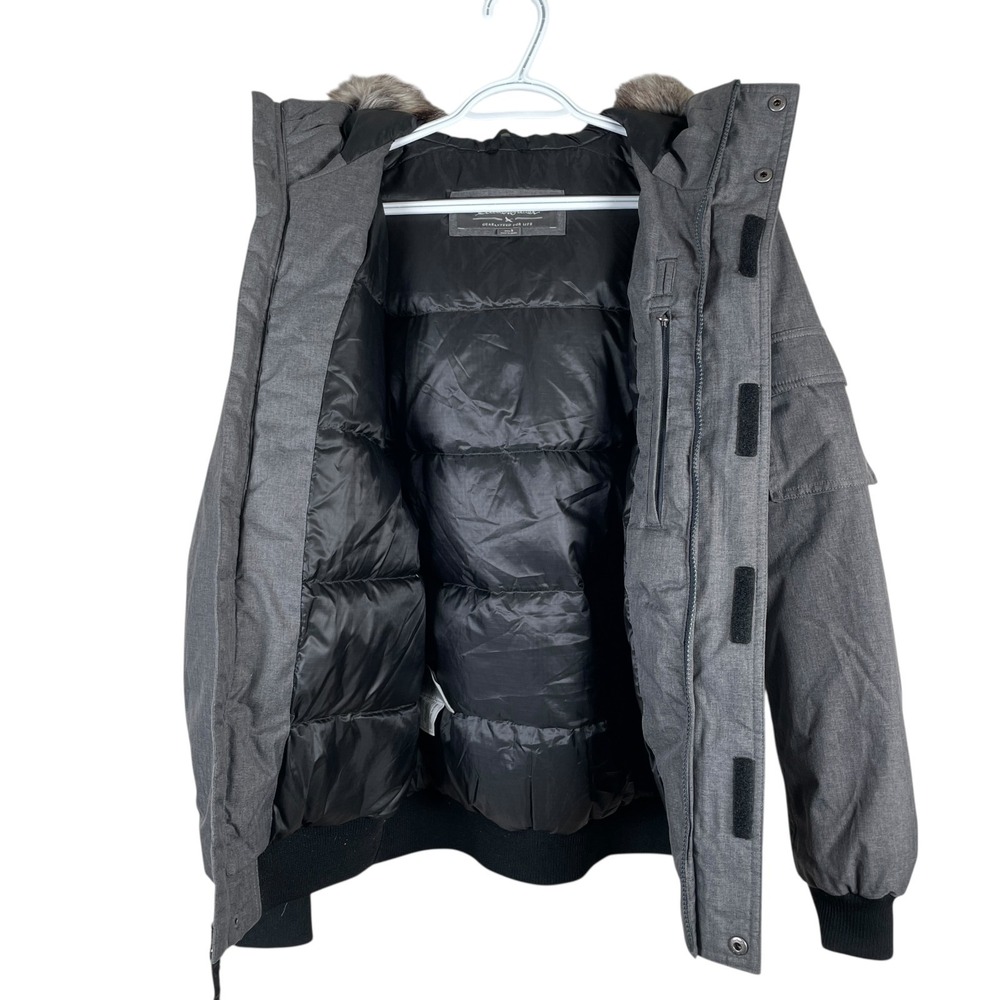 Eddie Bauer Superior Down WeatherEdge Parka Jacket Mens S Gray Faux Fur Hooded - Picture 2 of 9